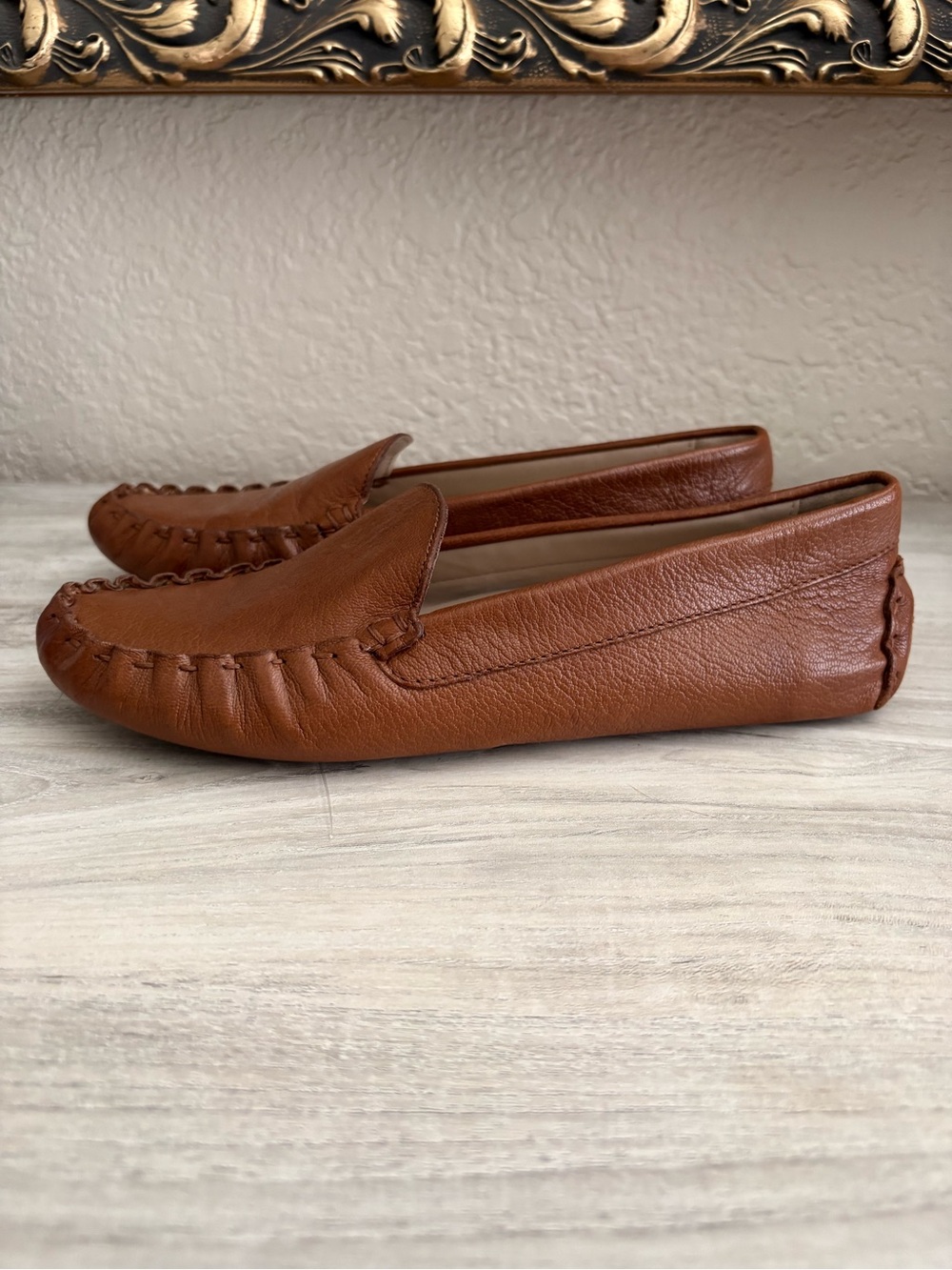 Cole Haan Tan Leather Slip-On Moccasin Loafers - Picture 3 of 6
